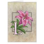 L for Lily Flower Monogram Greeting Card