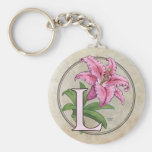 L for Lily Flower Monogram Keychains