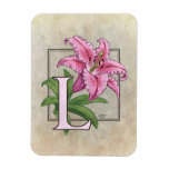 L for Lily Flower Monogram Rectangular Magnet