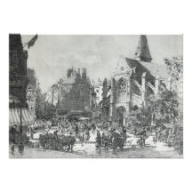 La Place Saint-Médard Paris by Gustave Fraipont Announcement