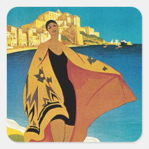 La Plage de Calvi, Corse Square Stickers