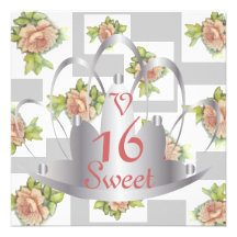 "La Vie En Rose" Sweet Sixteen Invit.-Customise Personalised Invitation