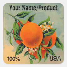 Label 2 Oranges Square Stickers