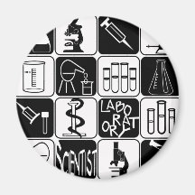 LABORATORY SCIENTIST SYMBOLS AND TOOLS FRIDGE MAGNET