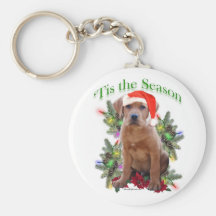 Labrador Retriever Puppy 'Tis the Season Keychain