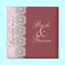Lace and Pearls Raspberry Save the Date Magnet magnets
