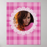 Lace and Plaid -Heart on Pink- Print