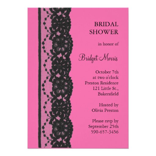 Lace Bridal Shower (fuchsia) Personalised Announcement