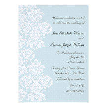 Lace Cover Blue Wedding Invitation
