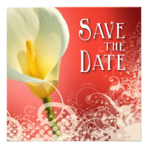 Lace Lily Save the Date (coral) Custom Invitations