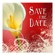 Lace Lily Save the Date (red) Custom Announcements
