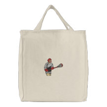Lacrosse Player Embroidered on Bag
