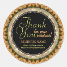 Lacy Mocha Business Thank You Sticker