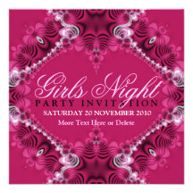 Lacy Pink Birthday Girls Night Party Invitations