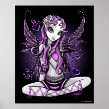 "Lacy" Pink Ribbon Valentine Fairy Art Print