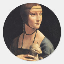 Lady and Ermine Round Sticker