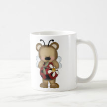 Lady Bug Baby Bear With Daisy Coffee Mugs