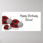 Lady Bugs Birthday Party Banner Print