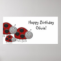 Lady Bugs Birthday Party Banner Print