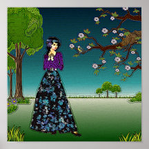 Lady Elaine And The Bluebird Print