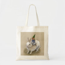 Lady Gnome and Rabbit Canvas Bag