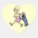 Lady Golfer Tshirts and Gifts Heart Sticker