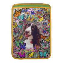 Lady in Butterflies  - Brittany Spaniel Dog ipad sleeves