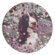 Lady in Flowers - Brittany Spaniel Dog plates