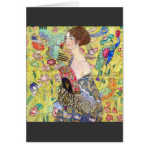 Lady with fan by Gustav Klimt Greeting Cards