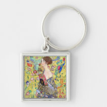 Lady with fan by Gustav Klimt Keychain