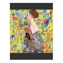 Lady with fan by Gustav Klimt Postcards