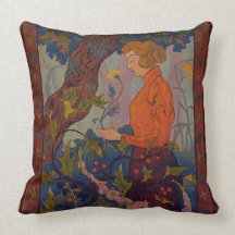 Lady with foxgloves throw pillow