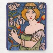 Lady with Orchids Mousemats