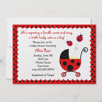 Order Baby Shower Invitations Online on Ladybug Baby Shower Invitations By Littleseirastudio