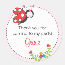 Ladybug Birthday Favour Sticker