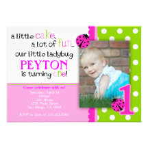 Ladybug Birthday Invitation Hot Pink Lime green