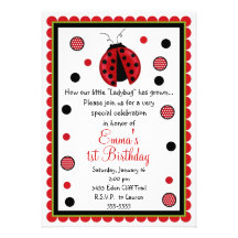 Ladybug Birthday Invitations