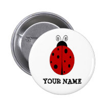 LADYBUG design customised with ANY NAME buttons