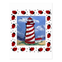 Ladybug Lighthouses Postcards
