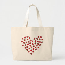 Ladybug Love Heart Canvas Bag