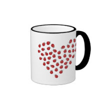 Ladybug Love Heart Coffee Mugs