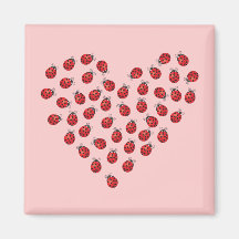 Ladybug Love Heart Fridge Magnets