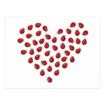 Ladybug Love Heart Postcard