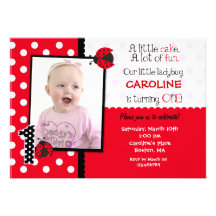 Ladybug Photo 1st Birthday Party Invitation