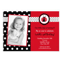 Ladybug Photo Birthday Party Invitations Girl Kids