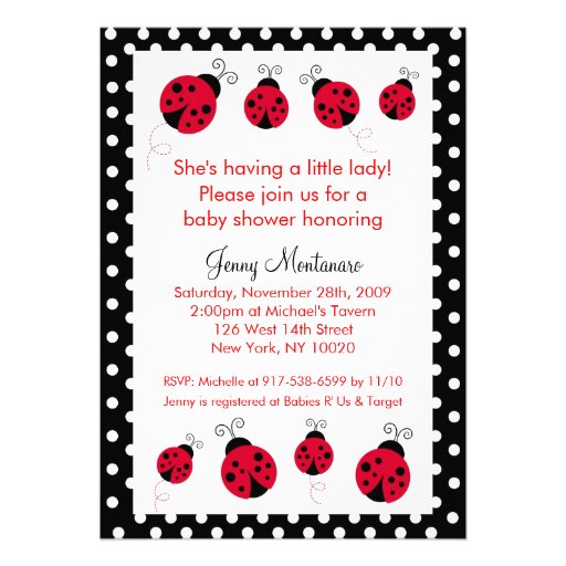 Ladybug Red Black Dots Baby Shower Invitation - Zazzle.com.au