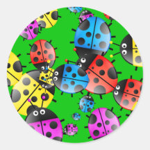Ladybug Wallpaper Round Stickers