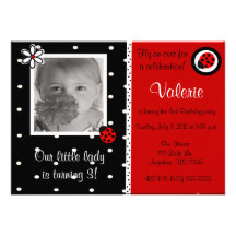 Ladybuy girls photo birthday invitation