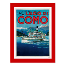 "Lago di Como" Vintage Italian Travel Poster Post Card