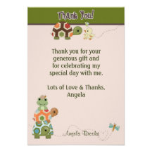 Laguna TURTLE Baby Shower Thank You (FLAT style) Personalized Invite